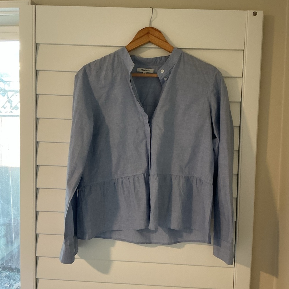 Madewell Drop Waist Chambray Button Down Blouse - Size M